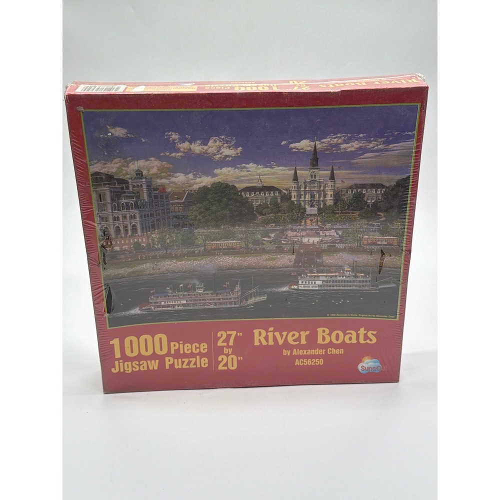 SunsOut River Boats 1000 Piece Jigsaw Puzzle Alexander Chen AC56250 27x20 New
